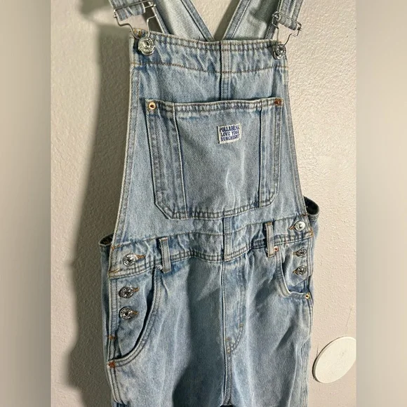Women’s Pull & Bear Denim Overalls Dungarees Light Blue 100% Cotton Sz Small - Picture 3 of 7